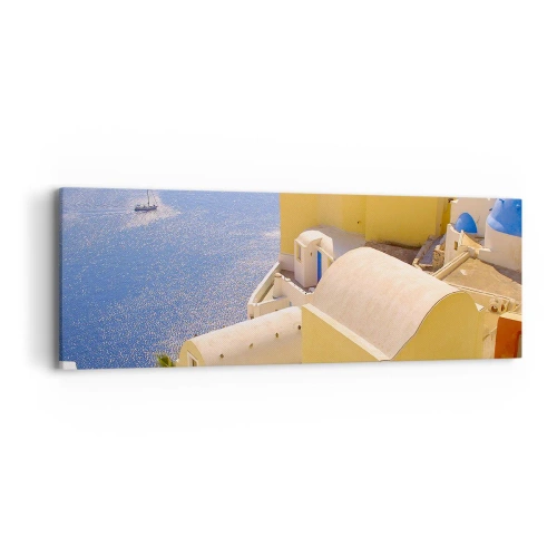 Quadro su tela - Stampe su Tela - Paesaggio greco in bianco e blu - 90x30 cm