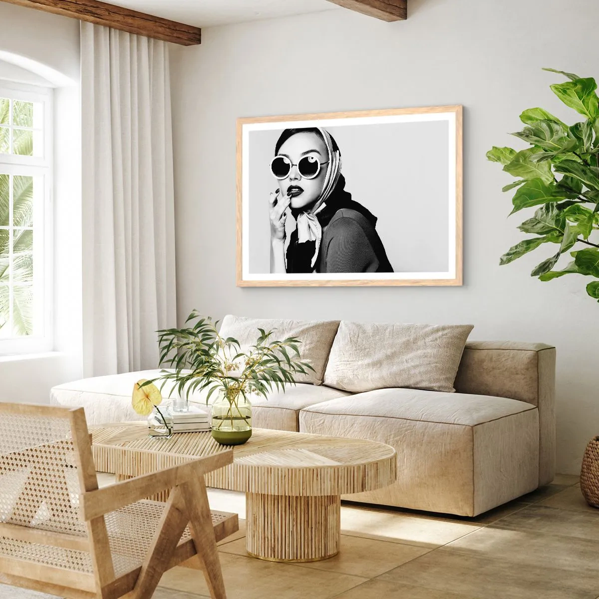Poster in cornice rovere chiaro - Saluti dagli anni '60 - 70x50 cm