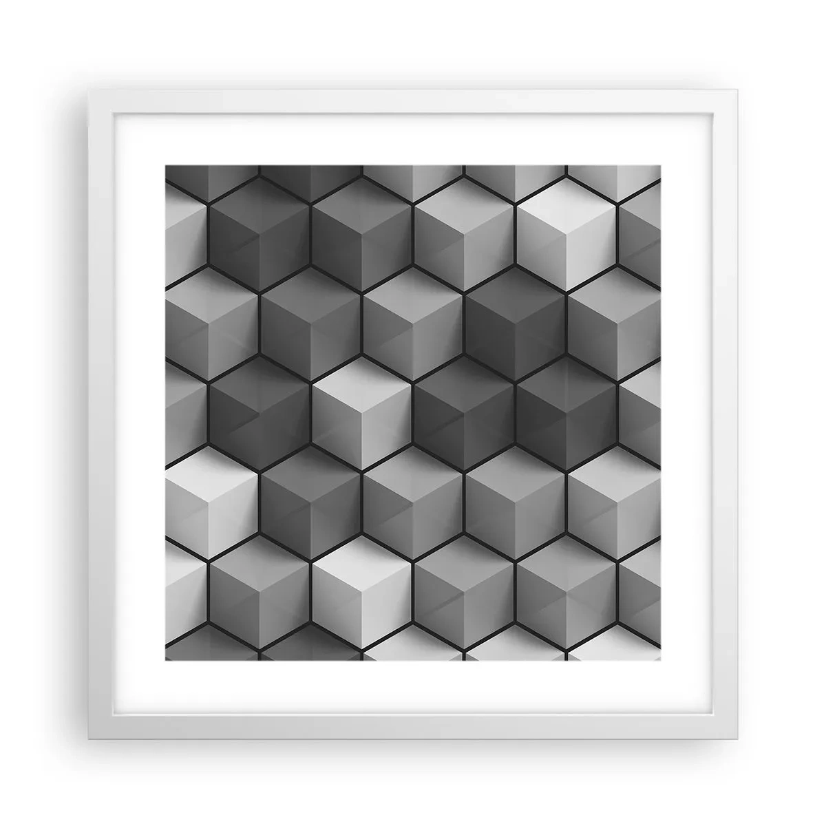 Poster in cornice bianca - Puzzle cubista - 40x40 cm