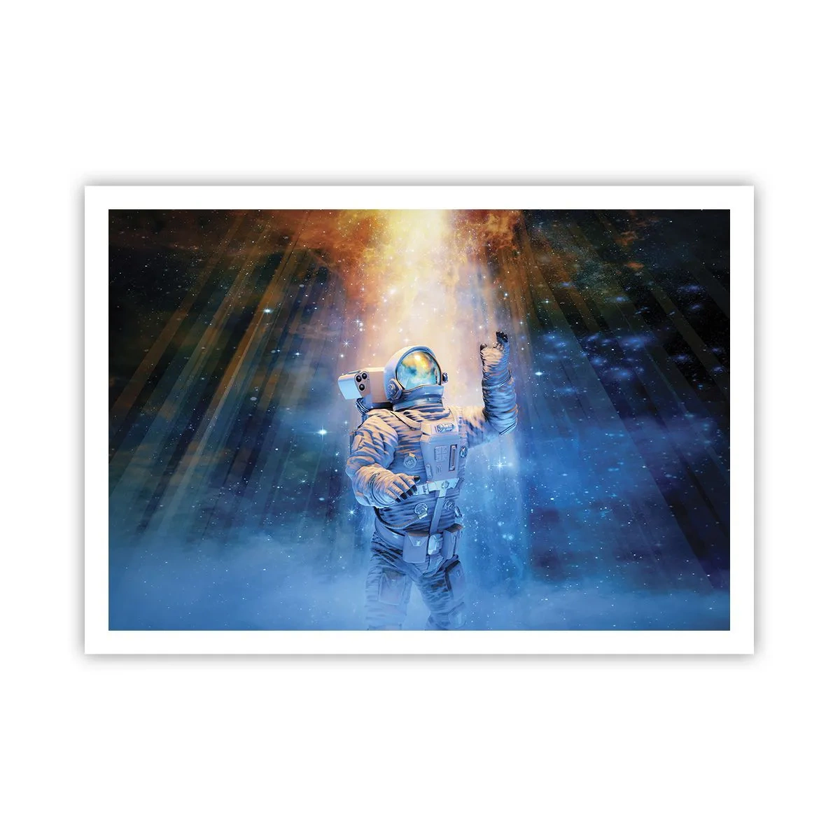 Poster - Astronauta alla luce di un'esplosione cosmica piena di stelle - 100x70cm - Finalmente alla meta - Decorazione murale moderna per soggiorno e camera da letto ARTTOR