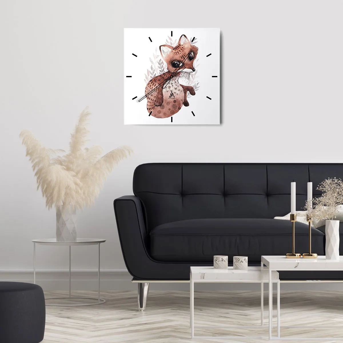 Orologio da parete - Orologio in Vetro - Una simpatica volpe acquerellata su uno sfondo chiaro - 30x30cm - Semplicemente da amare - Decorazione murale moderna per soggiorno e camera da letto ARTTOR
