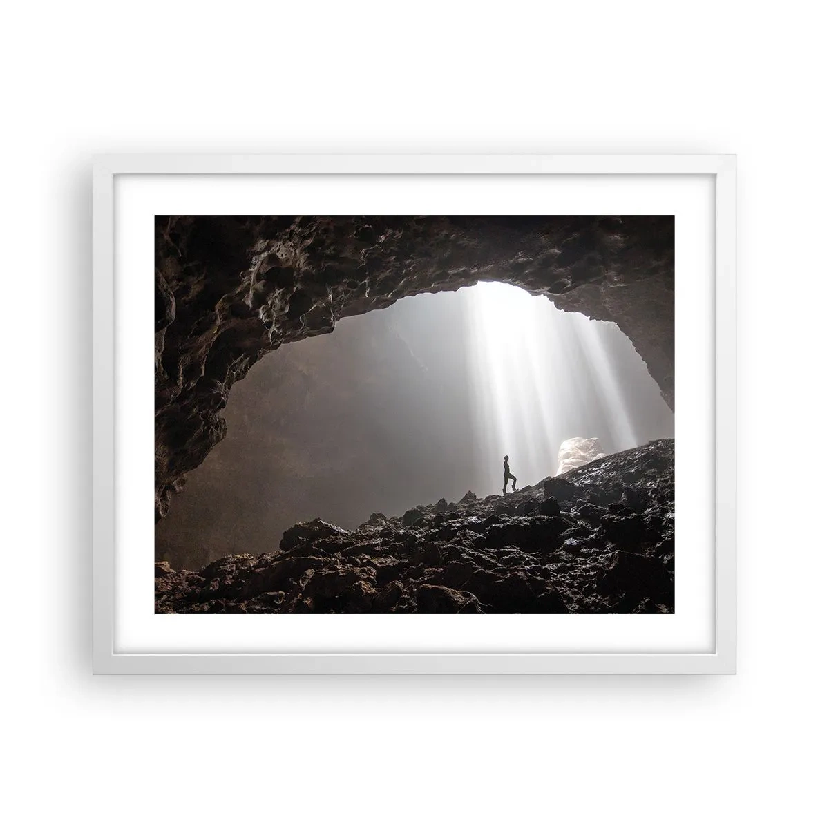 Poster in cornice bianca - Grotta luminosa - 50x40 cm