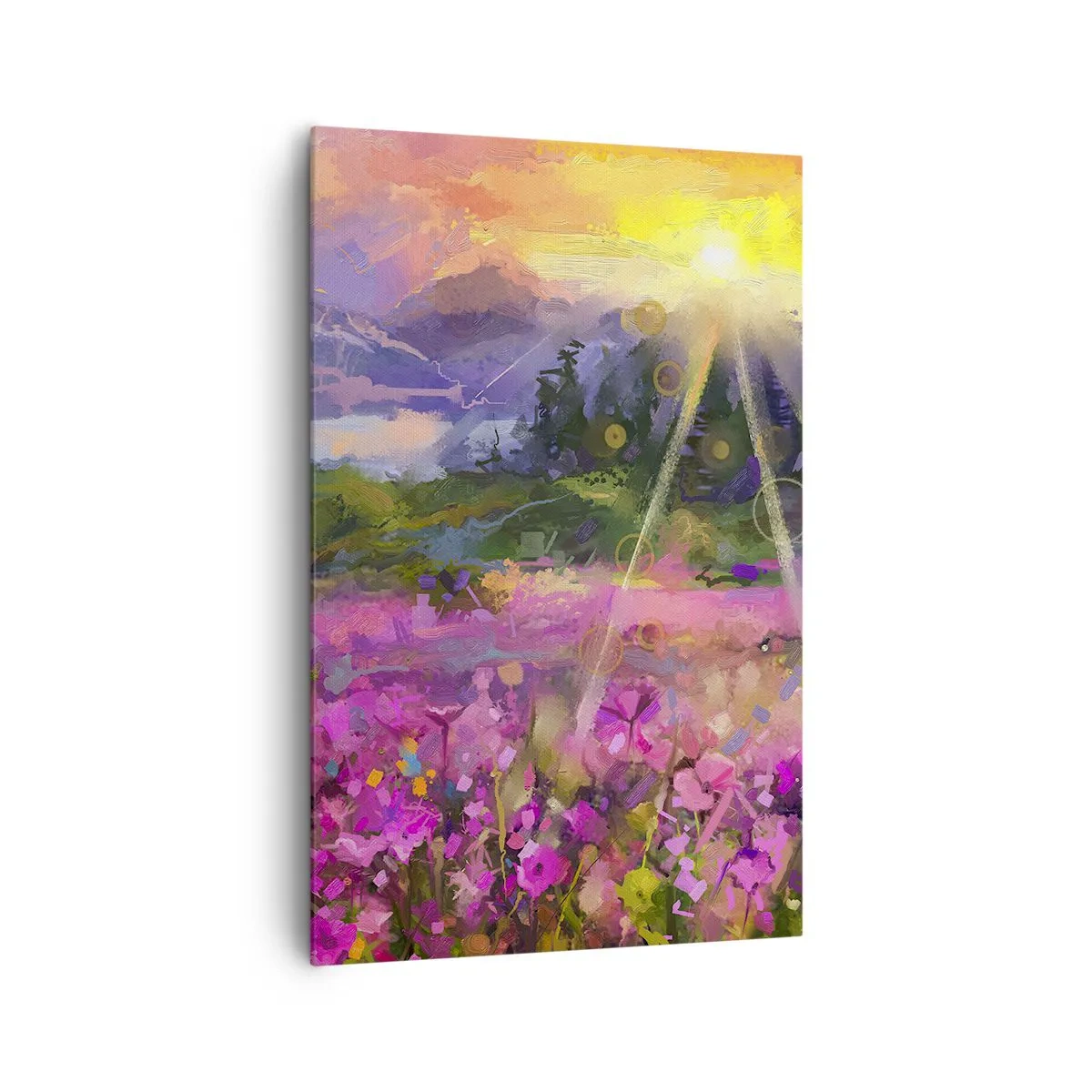 Quadro su tela - Stampe su Tela - Un pittoresco prato sotto i raggi del sole al tramonto - 80x120cm - Nella valle sotto la cura del sole - Decorazione murale moderna per soggiorno e camera da letto ARTTOR