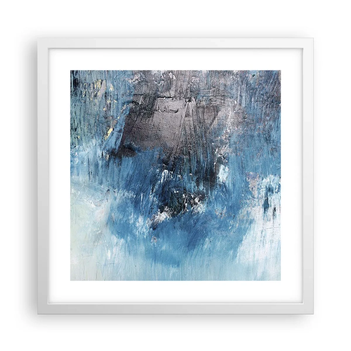 Poster in cornice bianca - Rapsodia blu - 40x40 cm