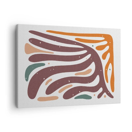 Quadro su tela - Stampe su Tela - Motivo organico con linee luminose in tonalità calde - 70x50cm - Composizione organica raggiante - Decorazione murale moderna per soggiorno e camera da letto ARTTOR