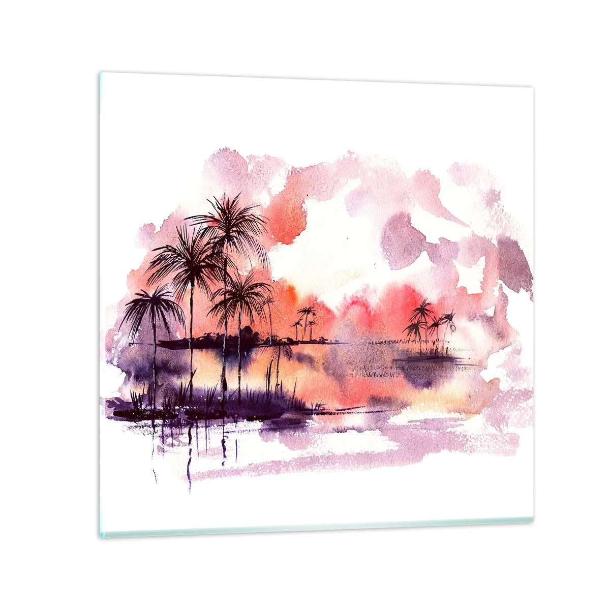 Quadro su vetro - Pace dei tropici in rosso - 40x40 cm