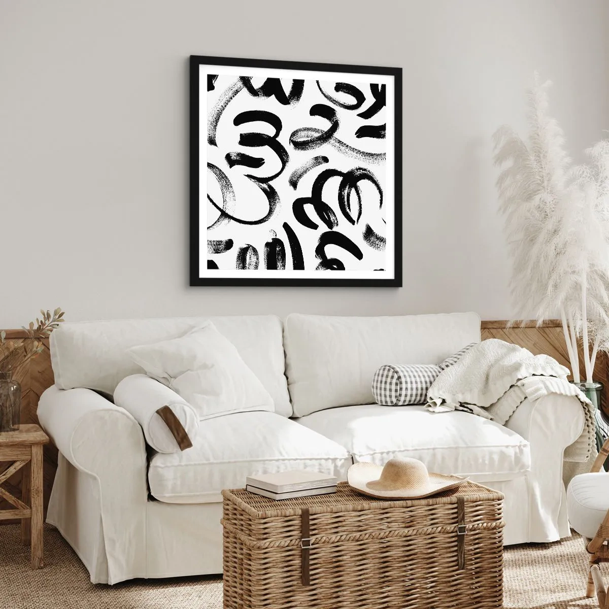 Poster in cornice nera - Nero su bianco - 30x30 cm