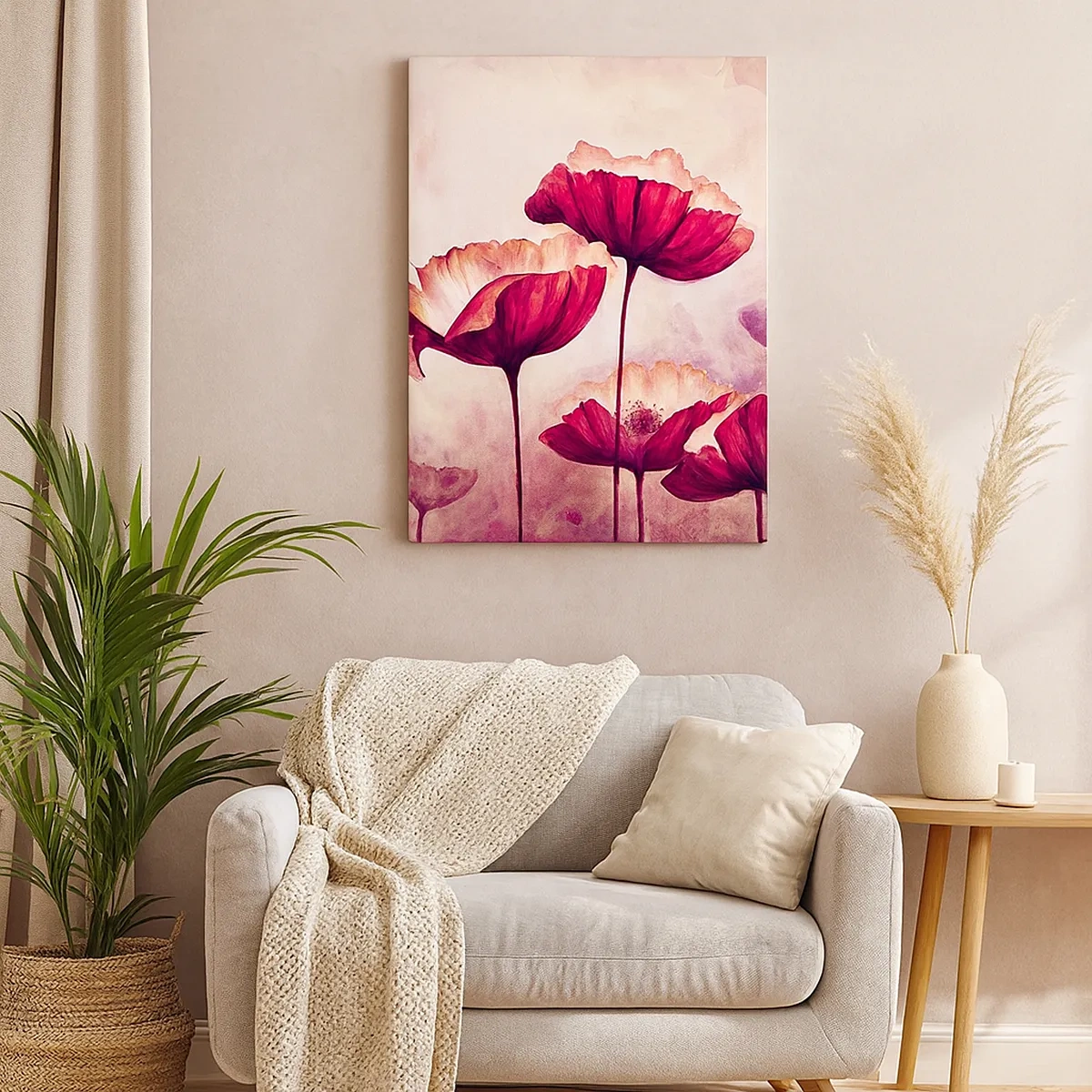 Quadro su tela - Stampe su Tela - Fiori nei toni del rosso e del bianco su uno sfondo delicato - 50x70cm - Petalo rosso e bianco - Decorazione murale moderna per soggiorno e camera da letto ARTTOR