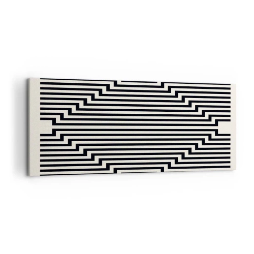 Quadro su tela - Stampe su Tela - Linee bianche e nere che creano un effetto di illusione geometrica - 120x50cm - Illusione geometrica - Decorazione murale moderna per soggiorno e camera da letto ARTTOR