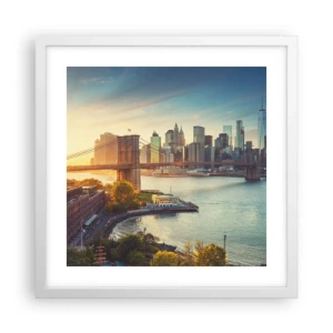 Poster in cornice bianca - L'alba nella grande città - 40x40 cm