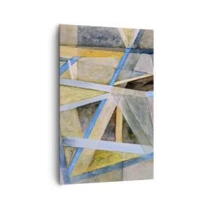 Quadro su tela - Stampe su Tela - Composizione geometrica con linee chiare e blu - 80x120cm - Dritto o obliquo? - Decorazione murale moderna per soggiorno e camera da letto ARTTOR