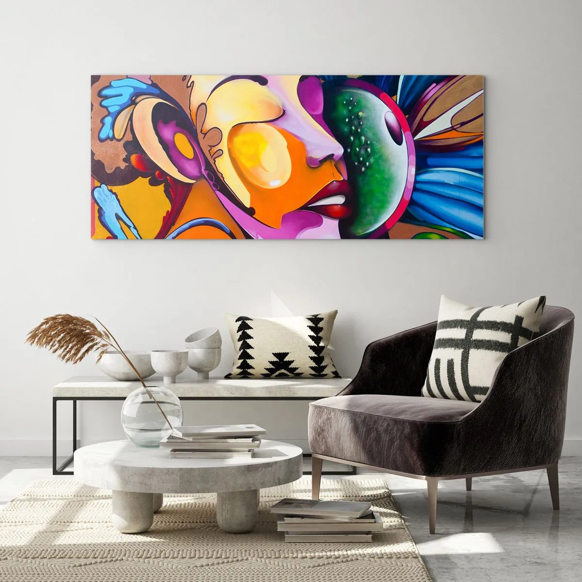 Quadro su vetro - Toccare con il colore - 90x30 cm