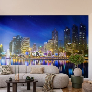 Fotomurale su misura Premium Sand - Notte multicolore della metropoli - Città, Bangkok, Architettura