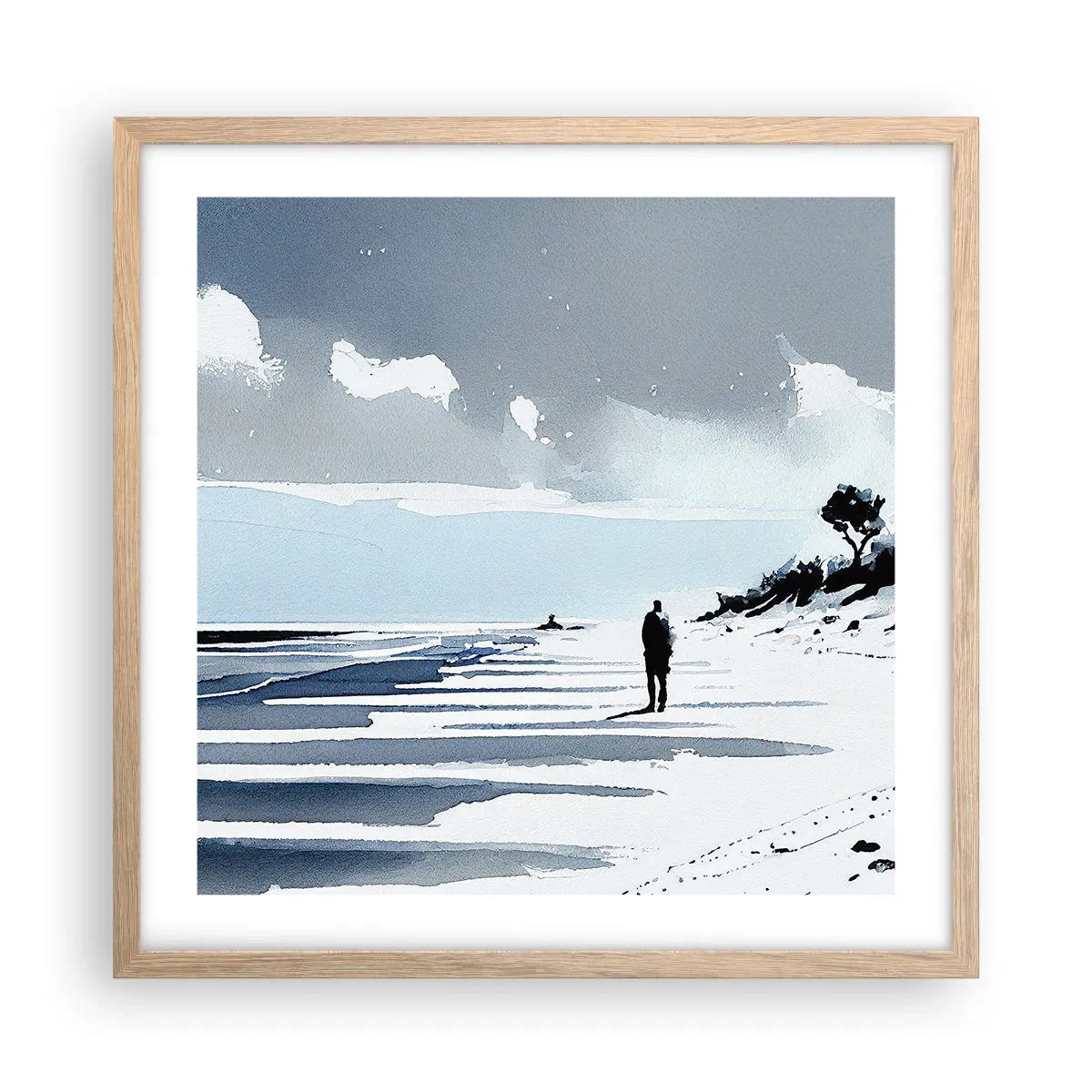 Poster in cornice rovere chiaro - Solo con se stesso - 50x50 cm