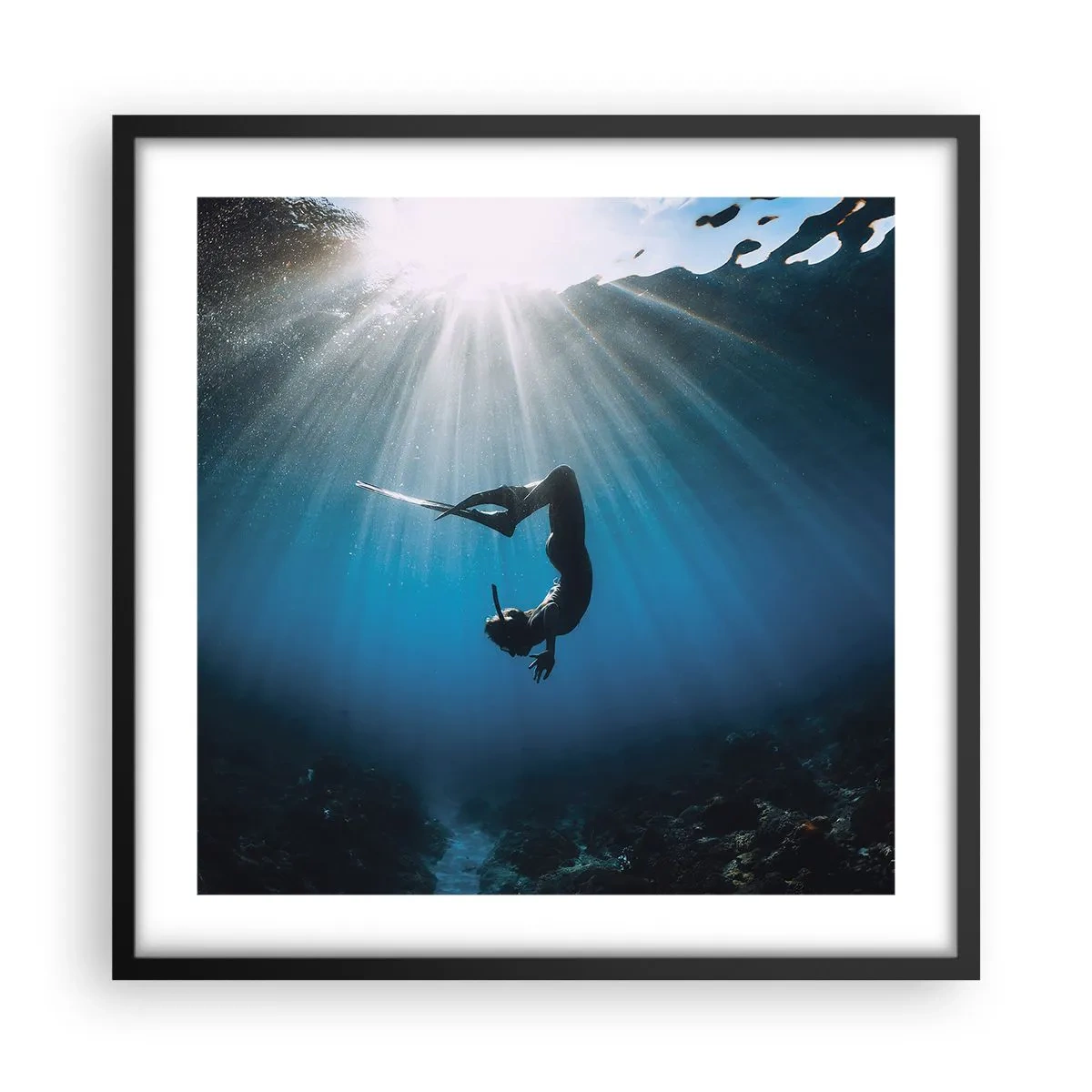 Poster in cornice nera - Danza subacquea - 50x50 cm