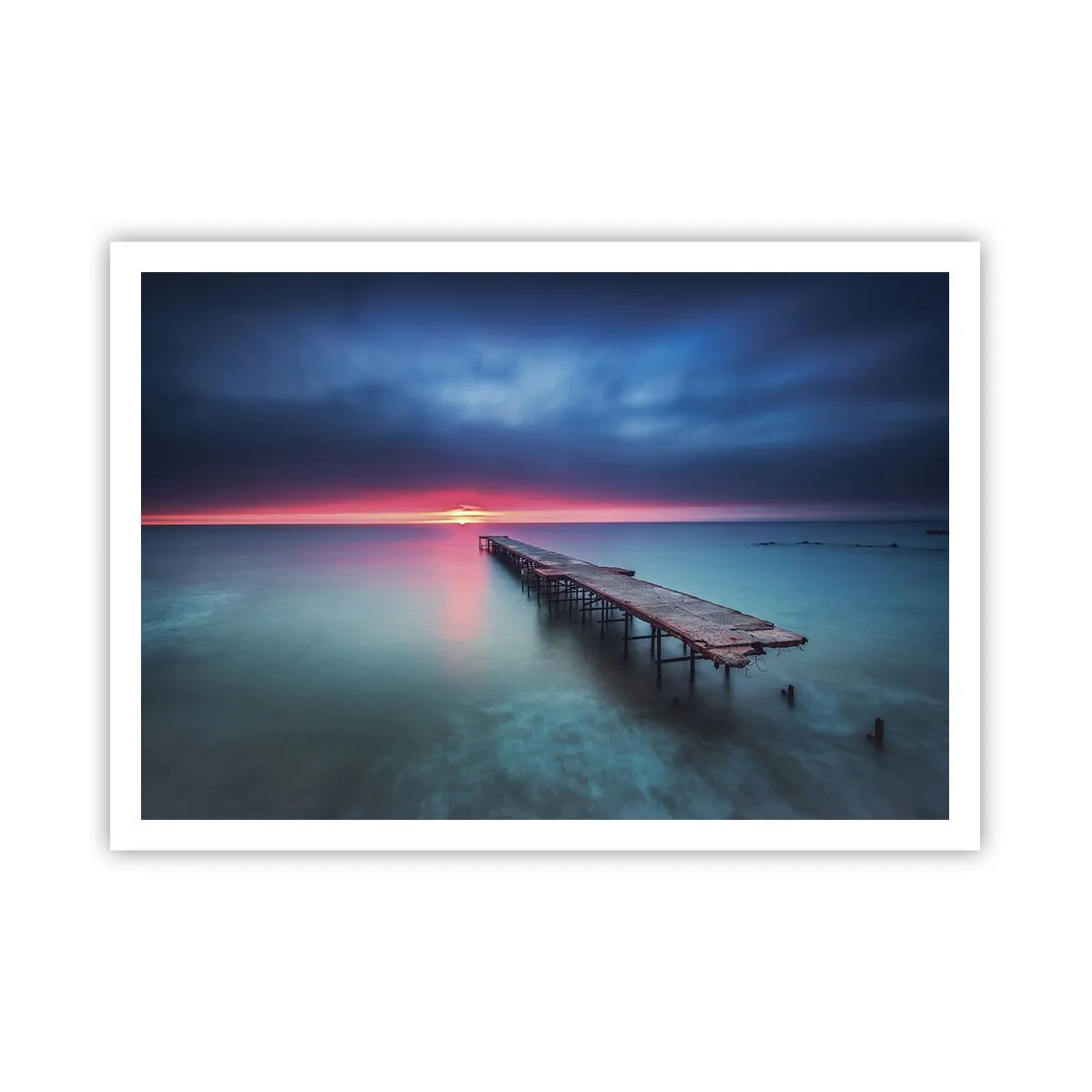 Poster - Un molo di legno che conduce direttamente al mare al tramonto - 100x70cm - Tra il cielo e la terra - Decorazione murale moderna per soggiorno e camera da letto ARTTOR