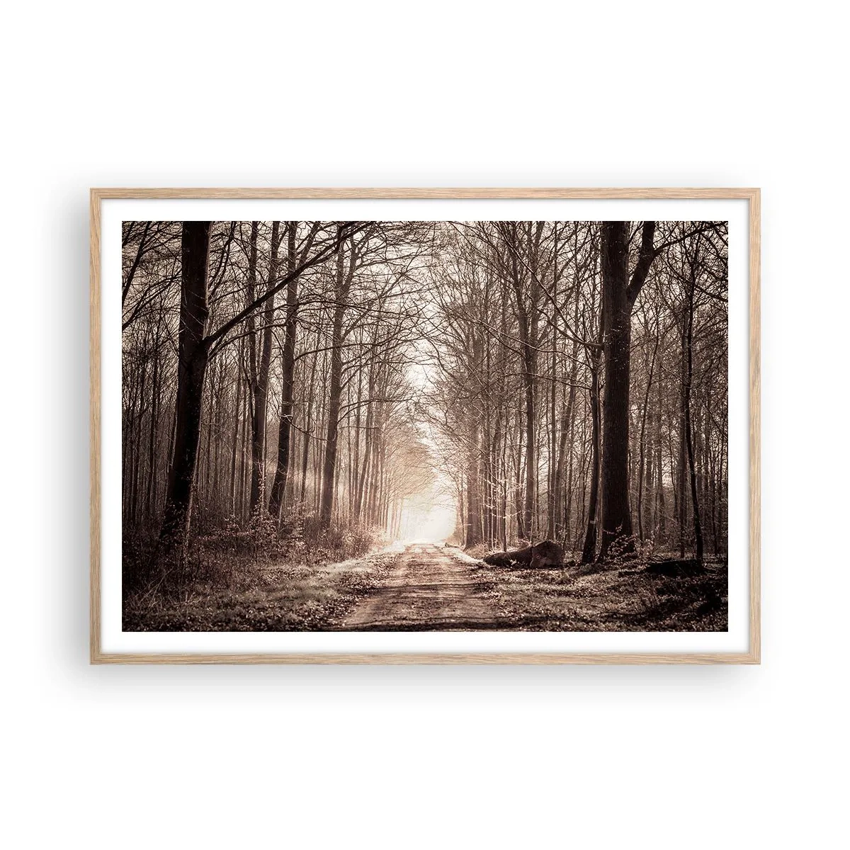 Poster in cornice rovere chiaro - La cattedrale del bosco - 100x70 cm