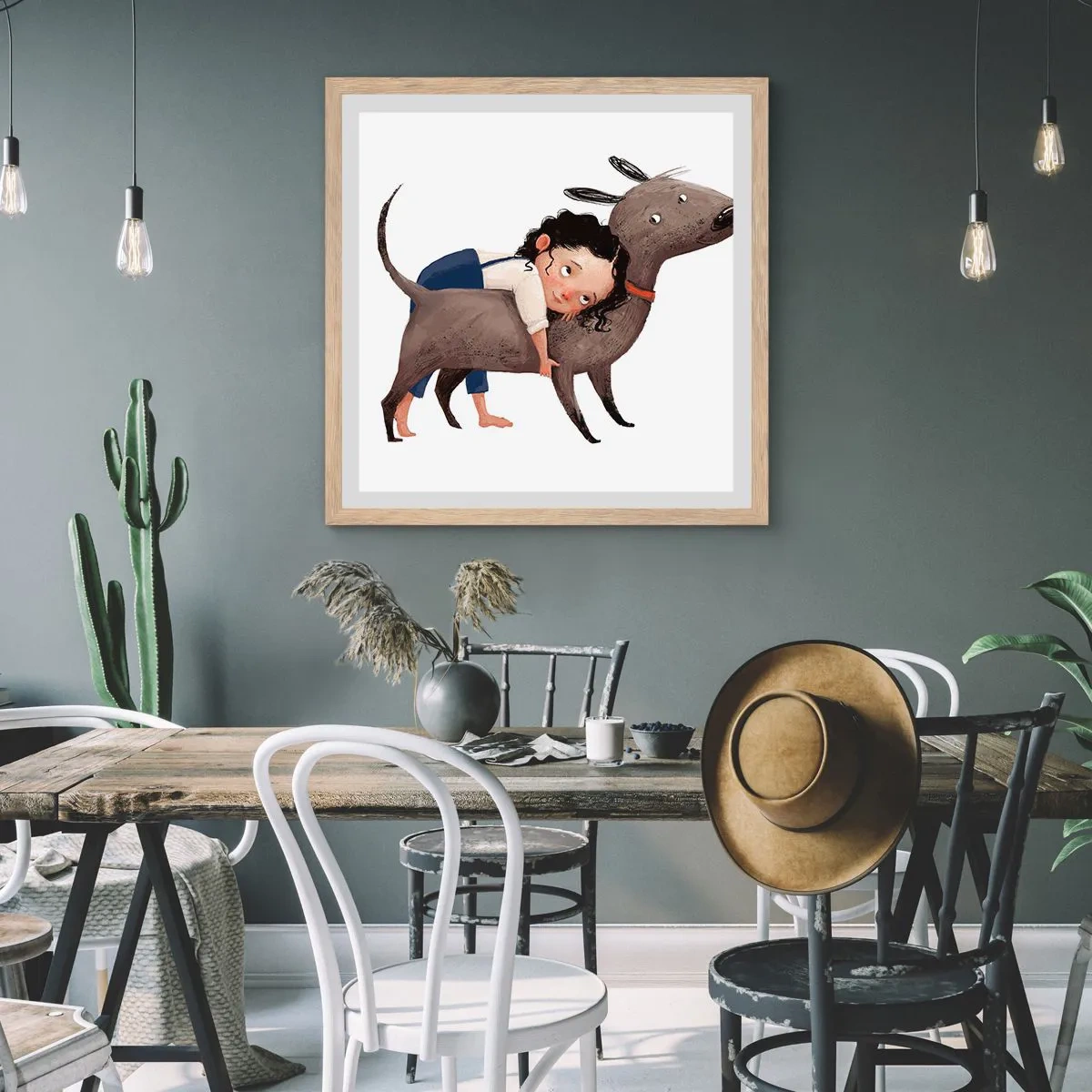 Poster in cornice rovere chiaro - I migliori amici - 40x40 cm