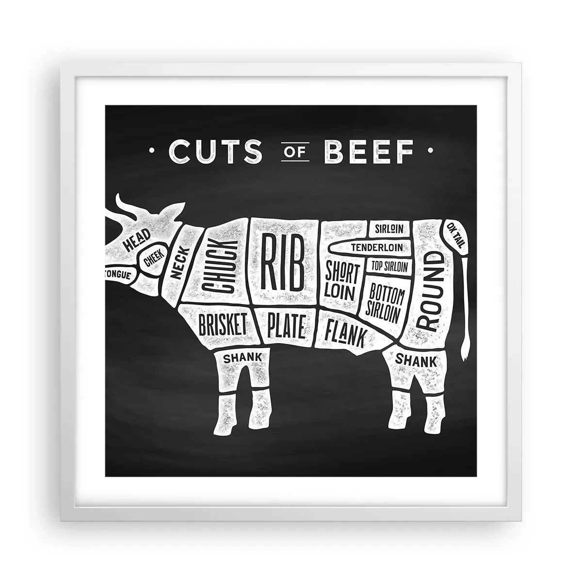Poster in cornice bianca - Il sillabario del macellaio - 50x50 cm
