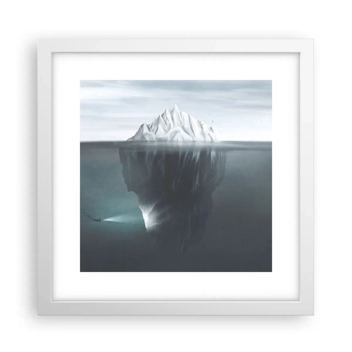 Poster in cornice bianca - Mistero sottomarino - 30x30 cm