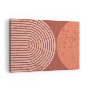 Quadro su tela - Stampe su Tela - Motivi geometrici nei toni del terracotta su sfondo vintage - 100x70cm - Rapporti stretti - Decorazione murale moderna per soggiorno e camera da letto ARTTOR