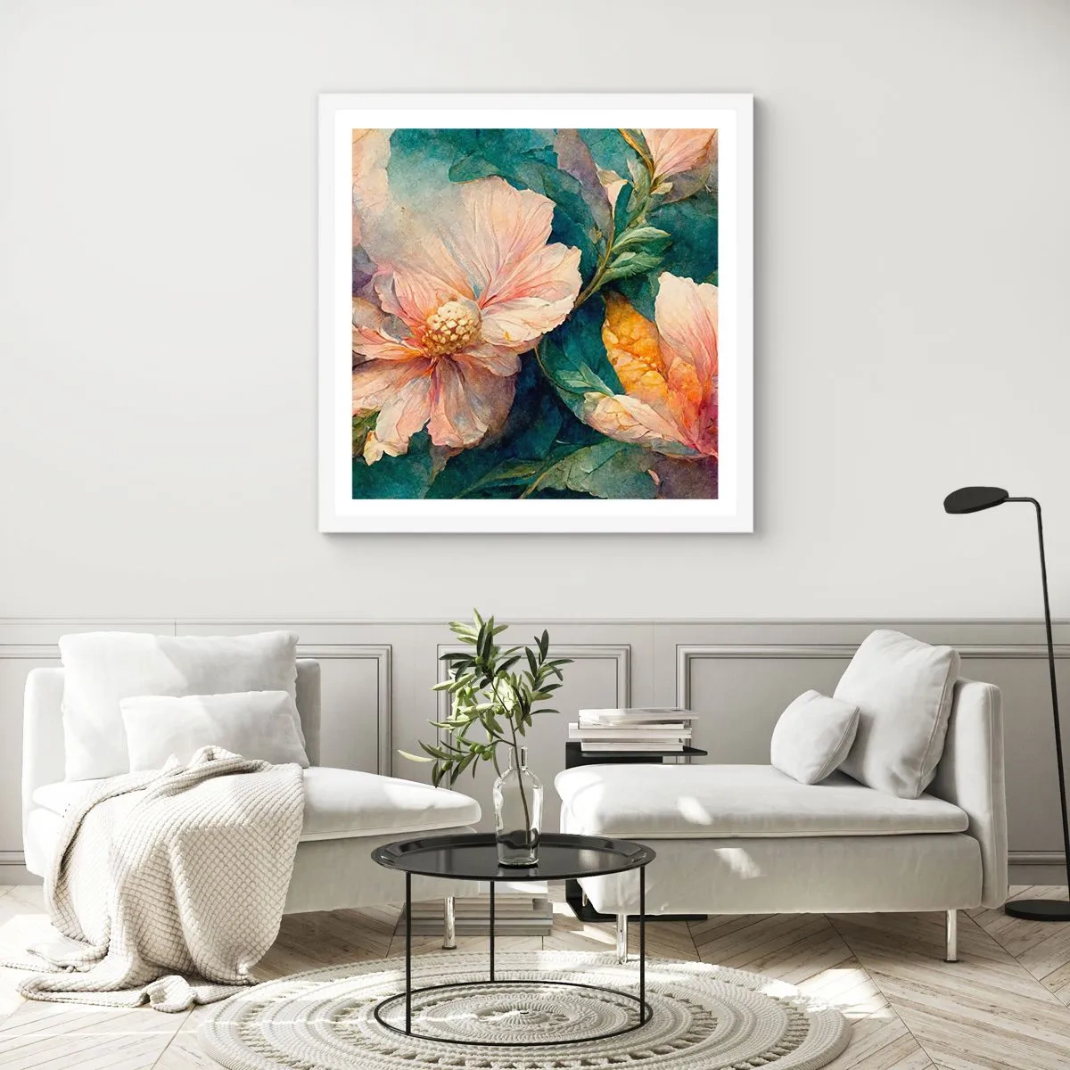 Poster in cornice bianca - Delicatezza pura - 50x50 cm