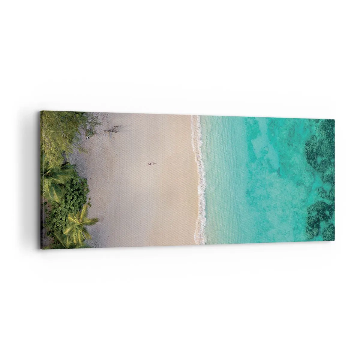 Quadro su tela - Stampe su Tela - Vista aerea di una spiaggia tropicale con acqua turchese - 120x50cm - Spiaggia del paradiso - Decorazione murale moderna per soggiorno e camera da letto ARTTOR