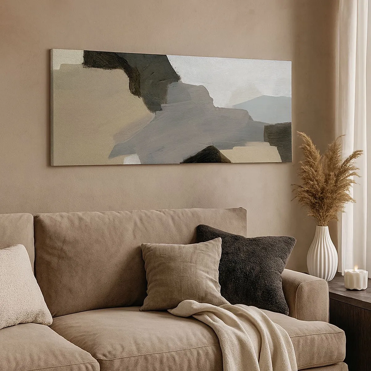 Quadro su tela - Stampe su Tela - Astrazione: il crocevia del grigio - 100x40 cm
