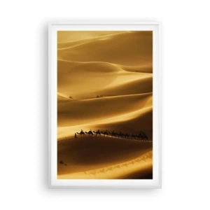 Poster in cornice bianca - La carovana sulle onde del deserto - 61x91 cm