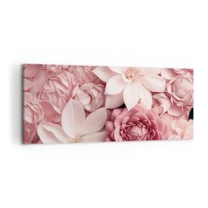 Quadro su tela - Stampe su Tela - Fiori nelle tonalità del rosa e del bianco in un approccio artistico - 120x50cm - Nei petali di rosa - Decorazione murale moderna per soggiorno e camera da letto ARTTOR