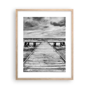 Poster in cornice rovere chiaro - Aspetto che il vento le scacci via... - 40x50 cm