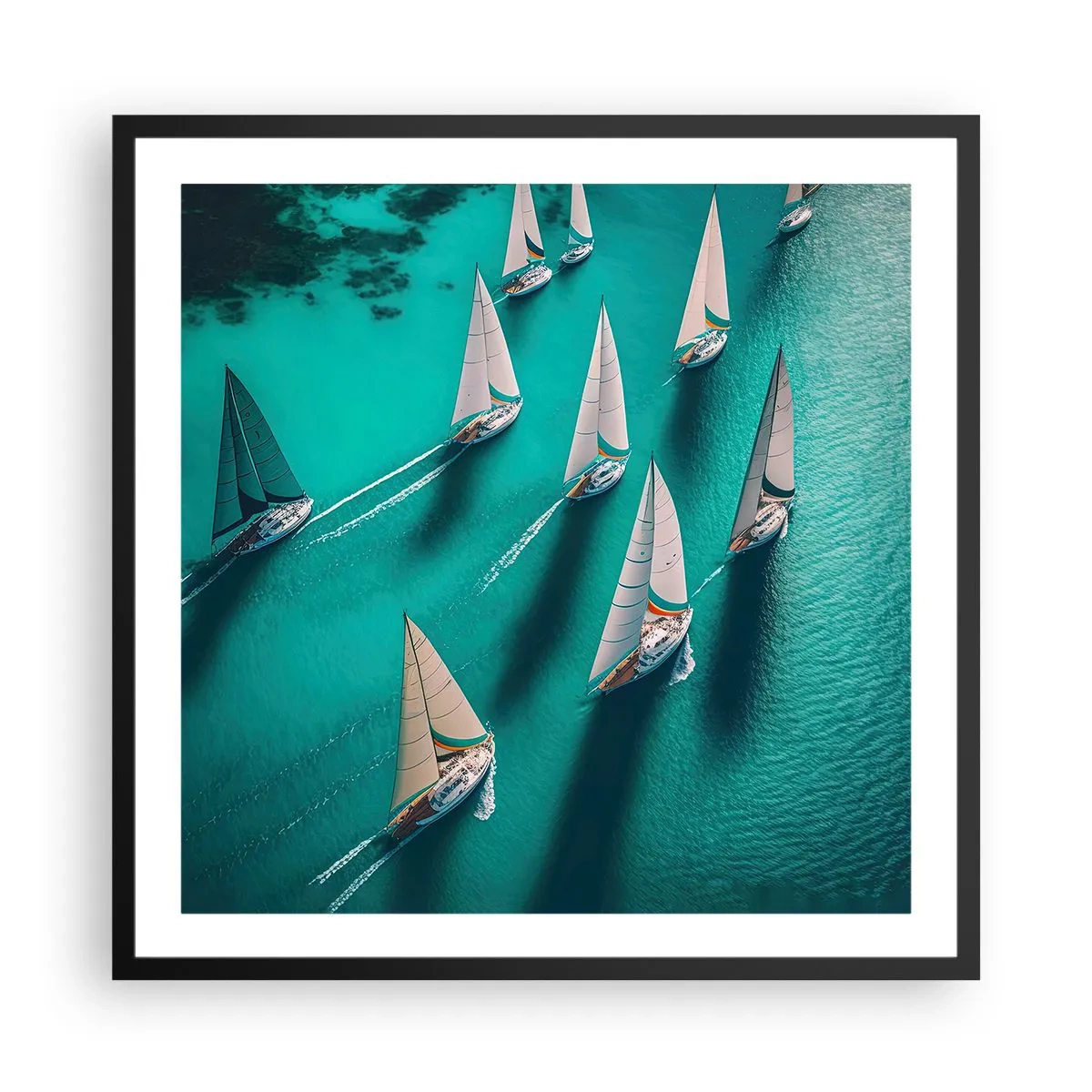 Poster in cornice nera - In gara con il vento - 60x60 cm