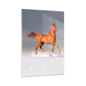 Quadro su vetro - Un cavallo al galoppo contro un cielo luminoso - 50x70cm - Grazia danzante - Decorazione murale moderna per soggiorno e camera da letto ARTTOR