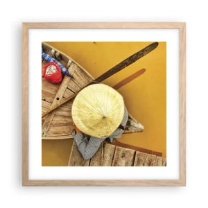 Poster in cornice rovere chiaro - Vita sul Fiume Giallo - 40x40 cm