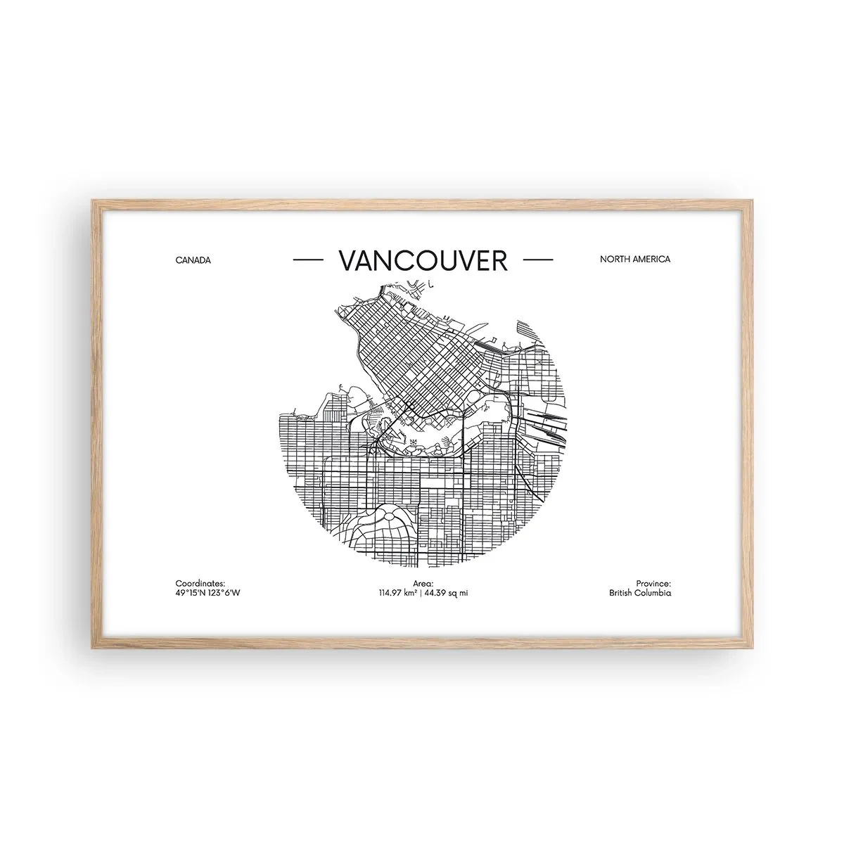 Poster in cornice rovere chiaro - Anatomia Vancouver - 91x61 cm