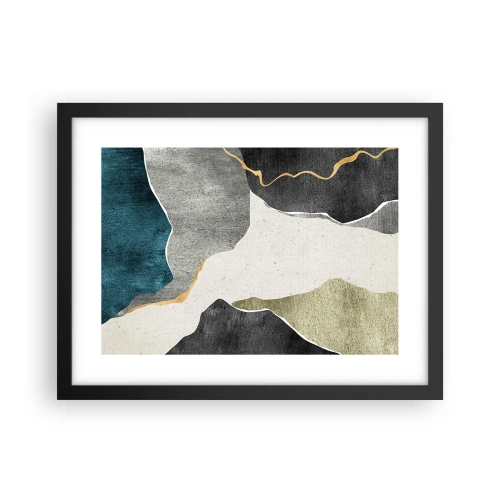 Poster in cornice nera - Composizione mosaico con filo d'oro - 40x30 cm