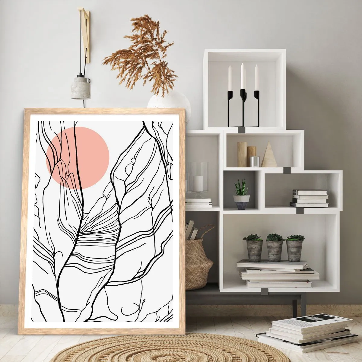 Poster in cornice rovere chiaro - Nella rete dei rami - 50x70 cm