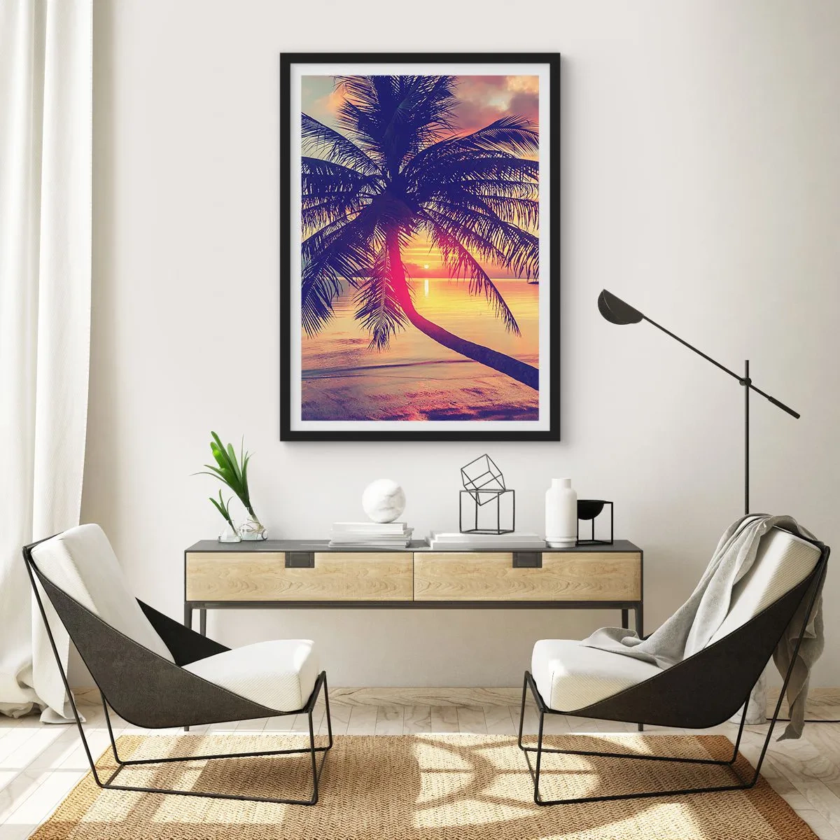 Poster in cornice nera - Sera sotto le palme - 30x40 cm