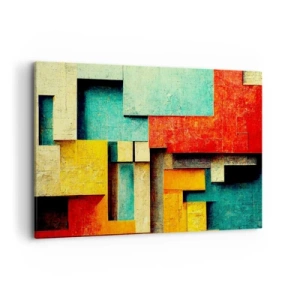 Quadro su tela - Stampe su Tela - Forme geometriche astratte in colori vivaci - 120x80cm - Il festival degli angoli retti - Decorazione murale moderna per soggiorno e camera da letto ARTTOR