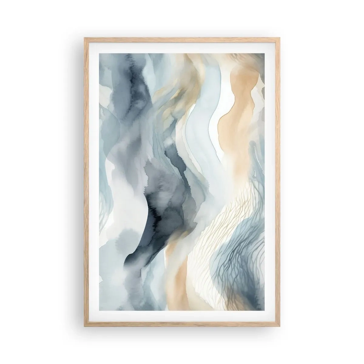 Poster in cornice rovere chiaro - Astrazione nevosa e nebbiosa - 61x91 cm