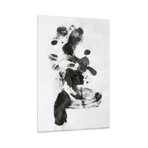 Quadro su vetro - Composizione astratta di macchie nere su sfondo bianco - 80x120cm - C'è un senso nella follia? - Decorazione murale moderna per soggiorno e camera da letto ARTTOR