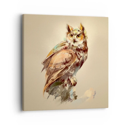 Quadro su tela - Stampe su Tela - Il gufo più saggio - il querceto lo conferma - 40x40 cm