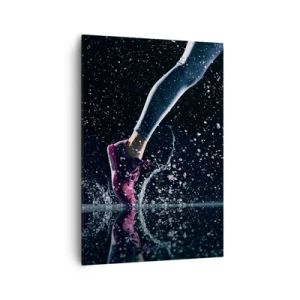 Quadro su tela - Stampe su Tela - Uno scatto dinamico di una corsa sotto la pioggia su uno sfondo nero - 70x100cm - Quanta forza nelle gambe - Decorazione murale moderna per soggiorno e camera da letto ARTTOR