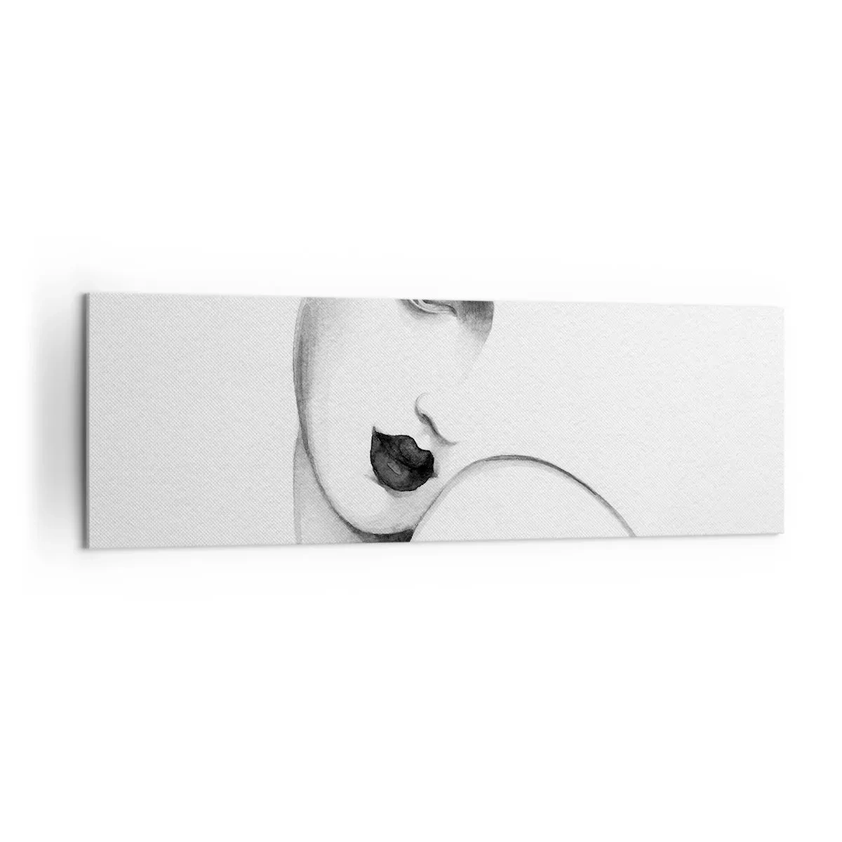 Quadro su tela - Stampe su Tela - Un sottile ritratto di una donna in stile monocromatico - 160x50cm - Nello stile di Lempicka - Decorazione murale moderna per soggiorno e camera da letto ARTTOR