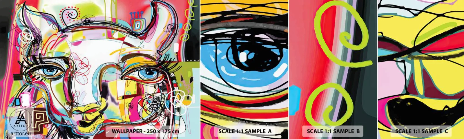 Campione Di Fotomurale Standard Eco - La ricchezza della natura felina - Astrazione, Pezzo, Grafica - 100x30 cm