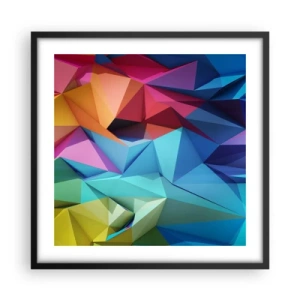 Poster in cornice nera - Origami arcobaleno - 50x50 cm