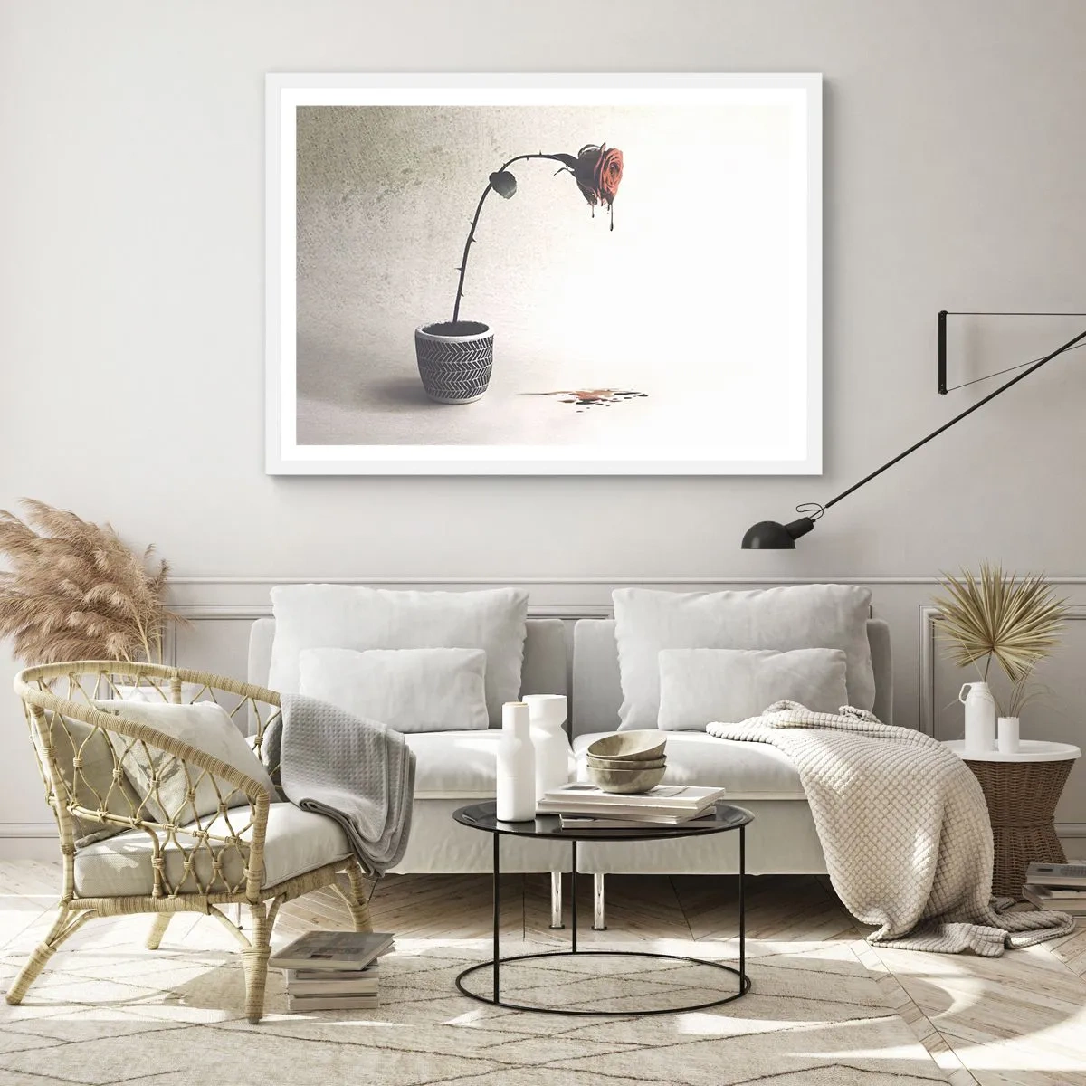 Poster in cornice bianca - Rosa dolorosa - 70x50 cm