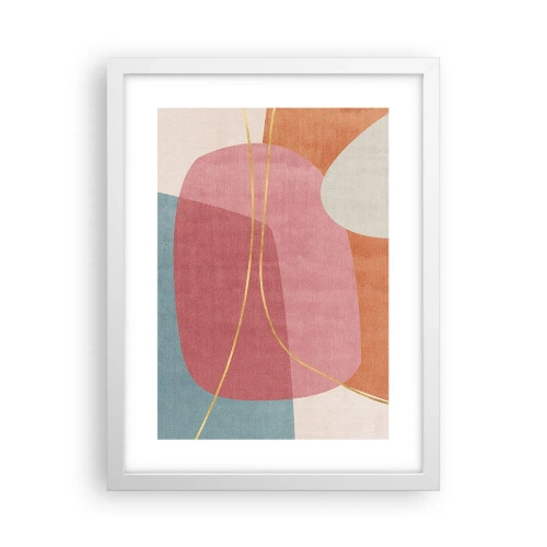 Poster in cornice bianca - Composizione pastello con filo dorato - 30x40 cm