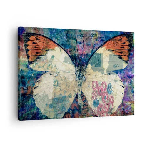 Quadro su tela - Stampe su Tela - Farfalla su uno sfondo artistico astratto con dettagli colorati - 70x50cm - Delicata fragilità - Decorazione murale moderna per soggiorno e camera da letto ARTTOR