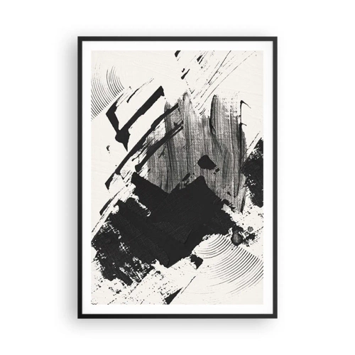 Poster in cornice nera - Astrazione: espressione di nero - 70x100 cm